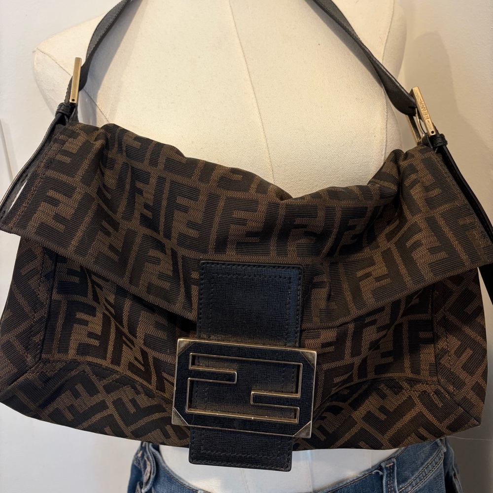 SOLD!!!  Fendi Black and Brown Monogram Shoulder Bag